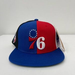 Philadelphia 76ers Mitchell Ness NBA 75th Anniversary What The? SnapBack Cap Hat
